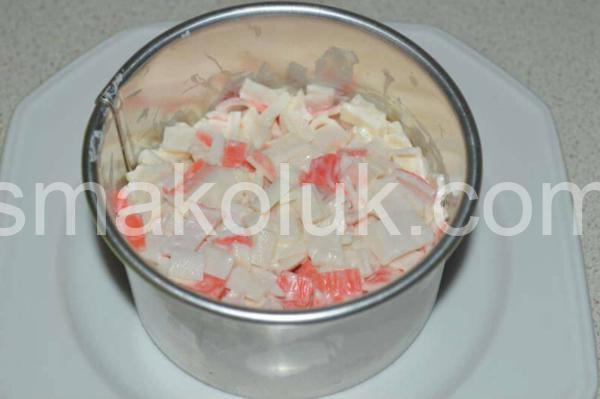 8_шаровий салат з крабовими паличками, огірком та помідорами
